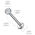 thumbnail image 3 of Labret Flat Back Stud Gem Prong Settings Push In Threadless, 3 of 11