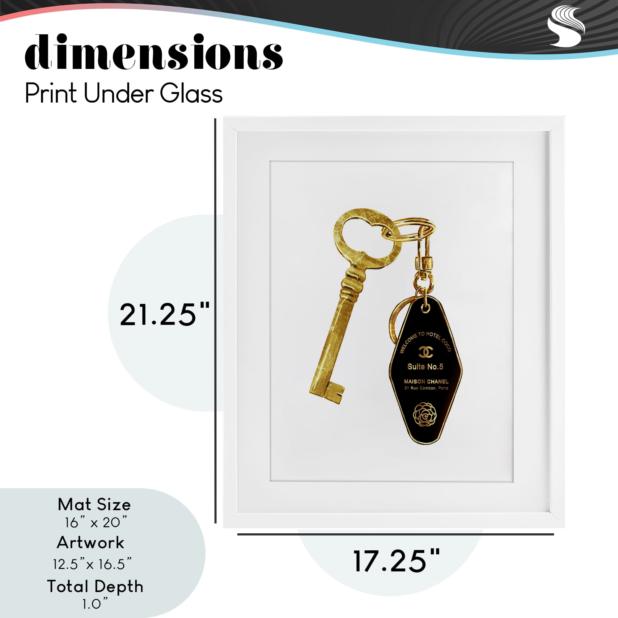 Luxury Fashion Key White Framed Print Under Glass, design by Ziwei Li