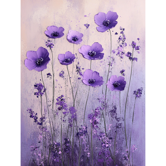 Purple Poppy Flower Canvas Wall Art,Suitable for Living Room,Bedroom,Bathroom,Office,and Hallway Decoration.