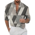 thumbnail image 1 of Camisas s Para Hombre Casual Hombres Solapa suelta Estampado geométrico Manga larga Puños Botón Puerto Estilo Floral Camisa Playa Hawaiianss Verano Top (Dark Gray, 3XL), 1 of 3