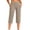 Beige, variant on LEAVINGSUO Capris Pants for Women With Elastic Waist Women's Casual High-Waisted Pocket Cropped Pants Black S
