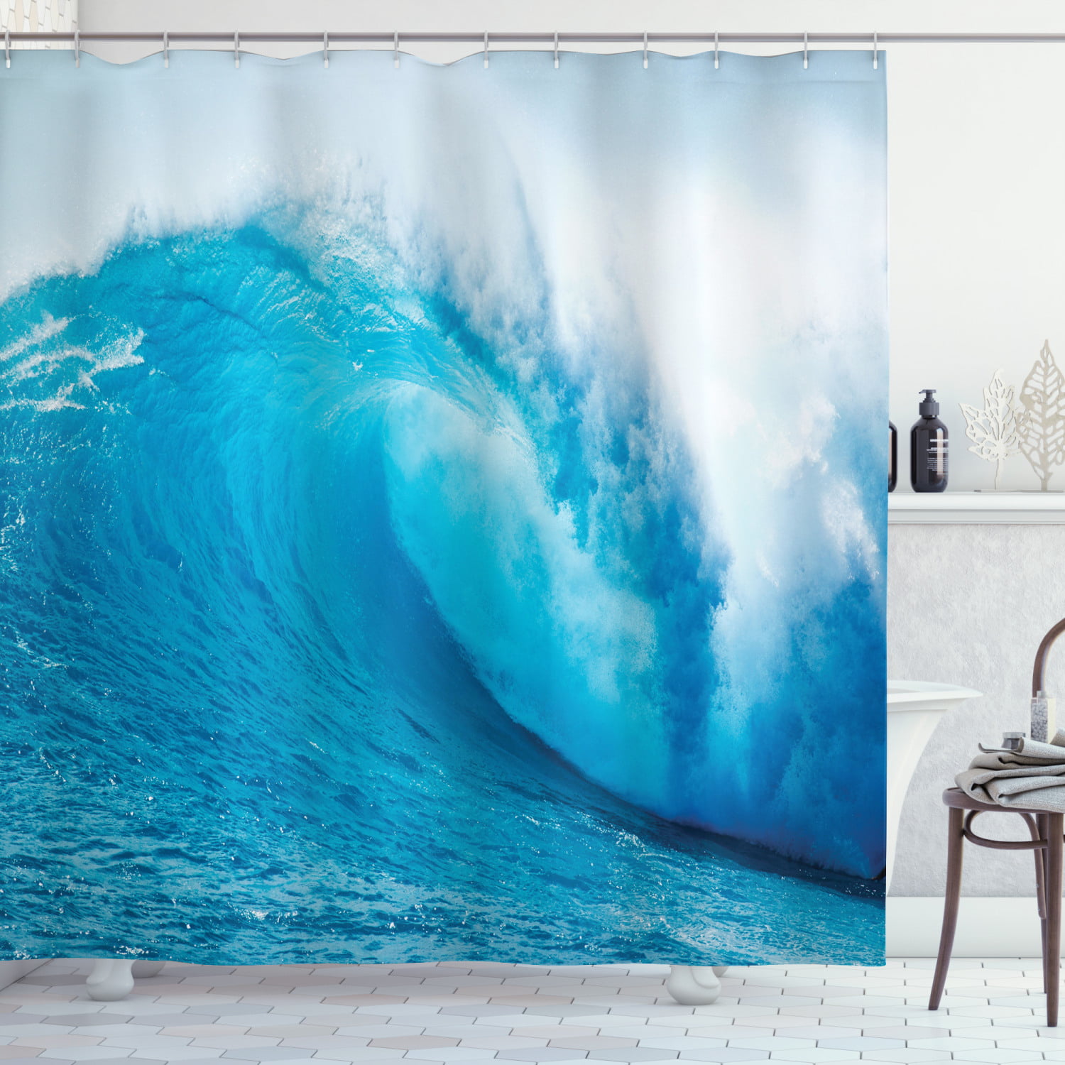 Surfboards Extreme Water Sport Lifestyle Print Beach Theme Shower Curtain Set 