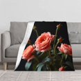 thumbnail image 2 of Durable Soft & Warm Flannel Blanket - Cozy Peach Rose Pattern for Sofa Travel Bed & Chair - Perfect for Comfort & Style, 2 of 7