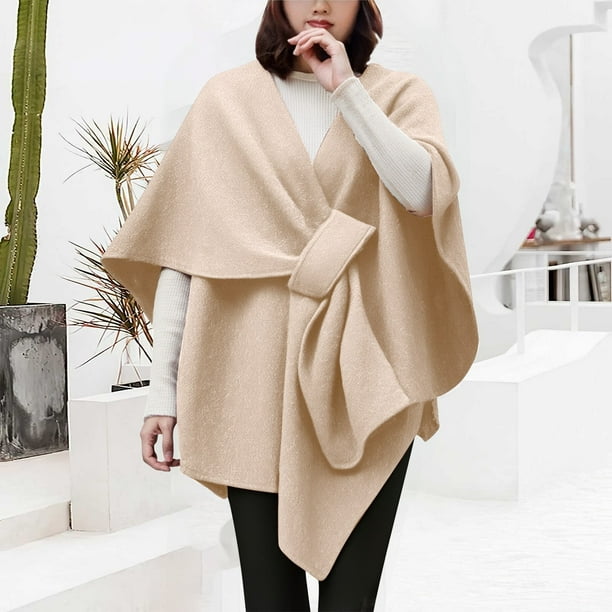 Breezora Knit Poncho Sweater Wrap for Women Elegant Cape Shawl