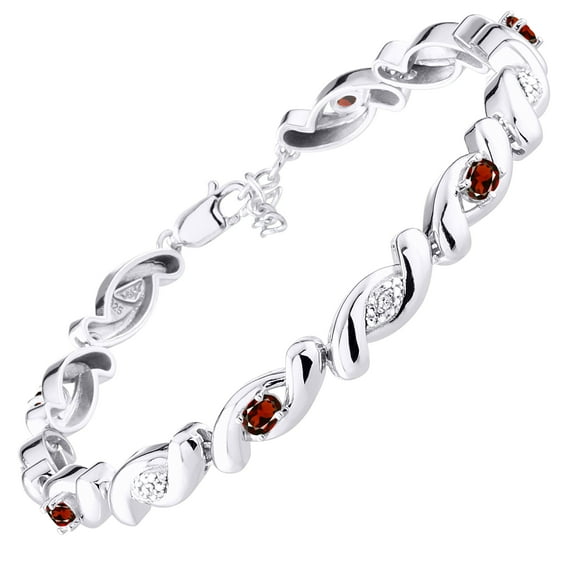RYLOS Bracelets for Women 925 Sterling Silver infinity Twist Tennis Bracelet Gemstone & Diamonds Adjustable to Fit 7"-8" Wrist, 6 - 4X3MM Garnet Jewelry for Women Friendship
