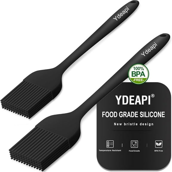 Ydeapi Basting Brush, Silicone Heat Resistant Pastry Brush, basting brush for cooking, BBQ Grill Baking Brush Kitchen Cooking,One-Pieces Design, Dishwasher safe, set of 2