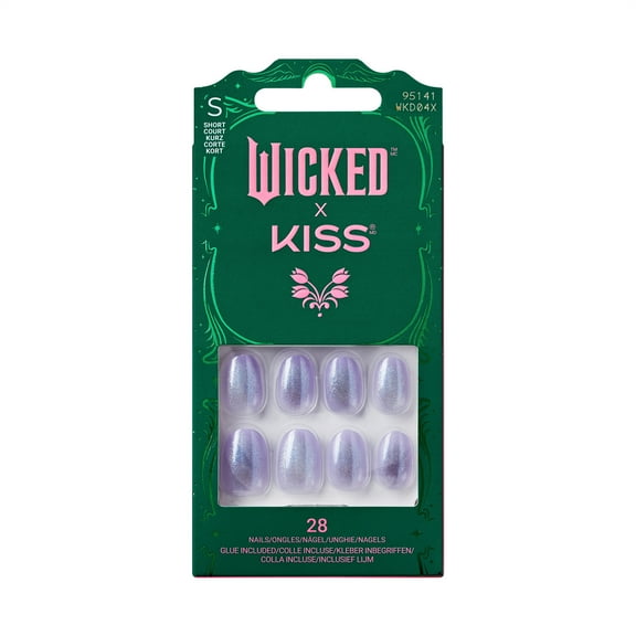 WICKED x KISS Press on Nails, Ozdust, Blue, Short Oval, 28 Count