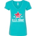 thumbnail image 3 of Inktastic Red Friday Remembering Everyone Deployed with Red American Flag Women's V-Neck T-Shirt, 3 of 5