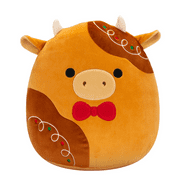 Angle View: Squishmallows 11 Inch Jericho Gingerbread Cow Christmas Holiday Plush For Kids Age 3 and up