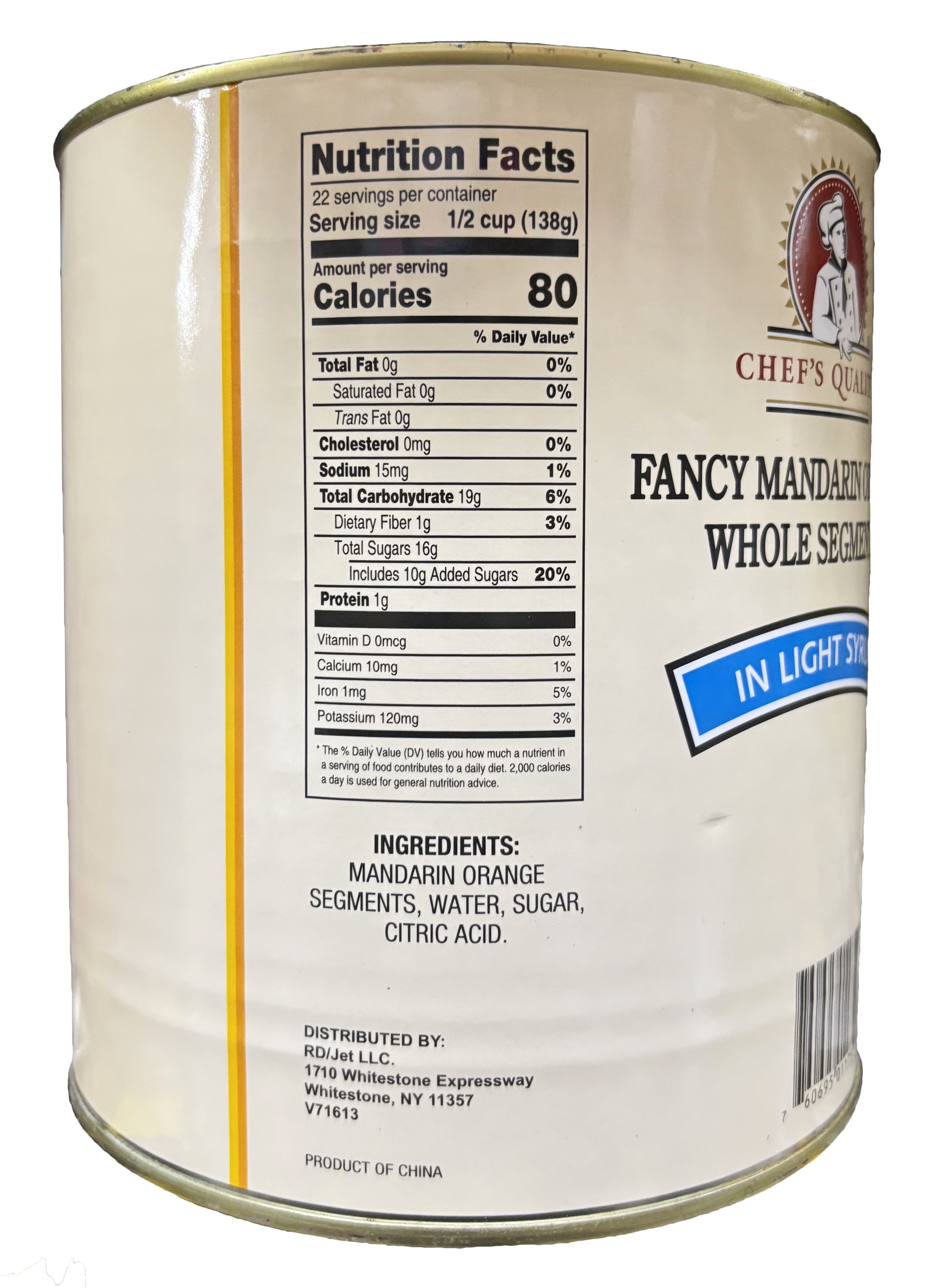 Chef's Quality Fancy Mandarin Orange Segments In Light Syrup | Kosher | 6.63 lb
