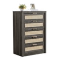 thumbnail image 1 of OAKHAM Commode 5 Tiroirs, Grand Commode en Rotin pour Chambre à Coucher Salon, Chêne Minuit, 1 of 7