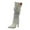 Light Blue, variant on Pointed Toe Stiletto Heels Women Slouchy Denim Fashion Studded Knee High Boots Sexy Winter Dress Pull on Wide Calf Long Boots