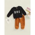 thumbnail image 3 of Bagilaanoe 2Pcs Toddler Baby Boy Long Pants Set Letter Print Long Sleeve Sweatshirt Pullover Tops+ Trousers 6M 12M 18M 24M 3T Fall Casual Sweatsuit, 3 of 9