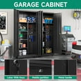 thumbnail image 3 of Metal Garage Storage Cabinet with Wheels,Rolling Tool Storage Cabinet with Lock,Steel Locking Cabinet with Locking Doors and Adjustable Shelves,Tall Storage Cabinet for Office Home,Garage,Shop-Black, 3 of 9