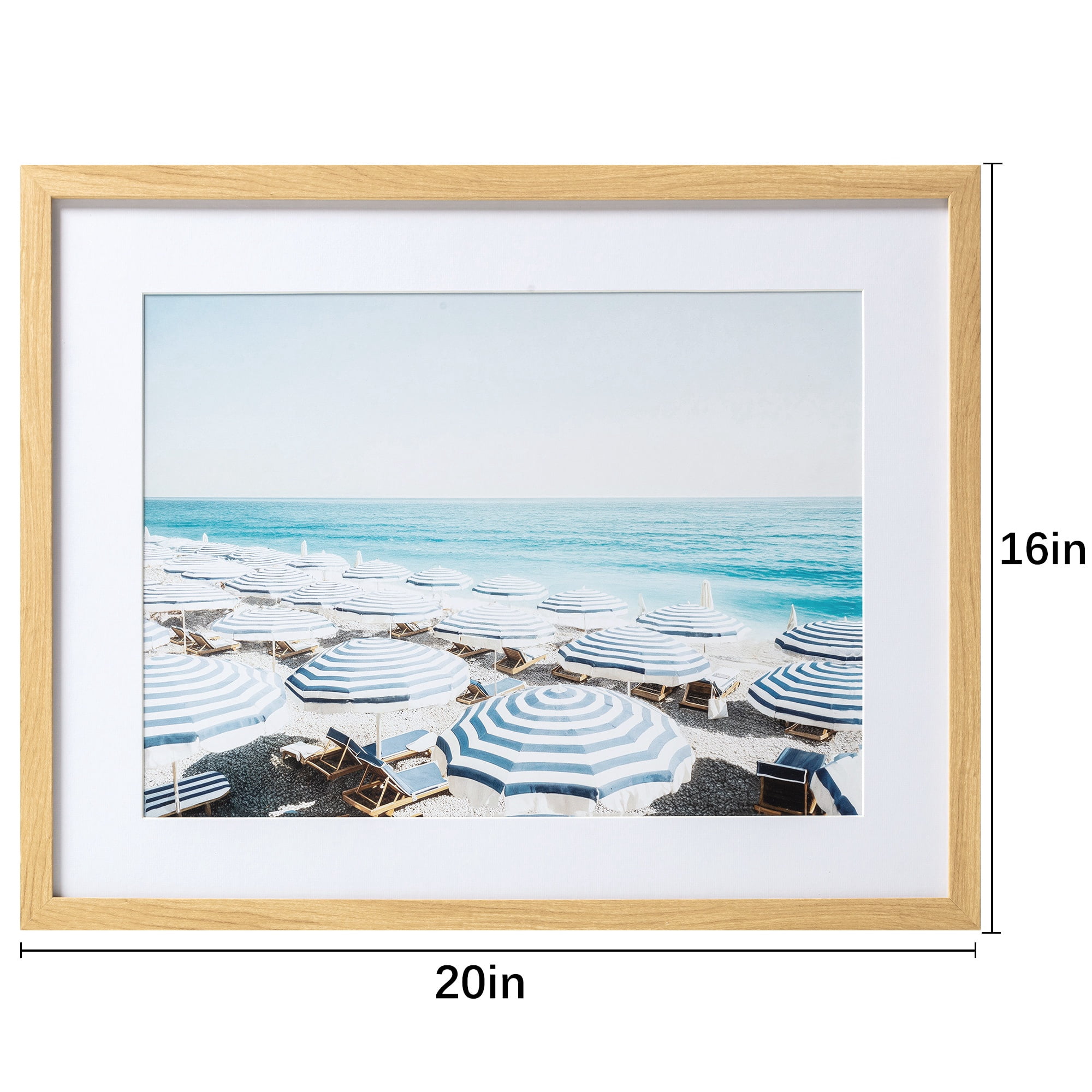 My Texas House Sea Blue Umbrellas 20" x 16" Coastal Framed Wall Art