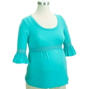 Angle View: Embroidered Maternity Flutter Top