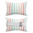 thumbnail image 2 of Pack of 4 Outdoor Lumbar Pillow Covers 12x20 Inch, Coral Cyan Stripe Waterproof Throw Pillow Covers Set, Geometric Grey White Vertical Striped Decorative Cushion Cases for Patio Porch Car, 2 of 7