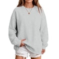 thumbnail image 2 of Oversized Sweatshirts Women Crewneck 2026 Fall Cute Fleece Pullover Top | Loose Fit Long Sleeve Sweatshirt no Hood, Drop Shoulder Tops, Workout Athletic Cozy, Airport Travel Clothes Light Gray,M, 2 of 7