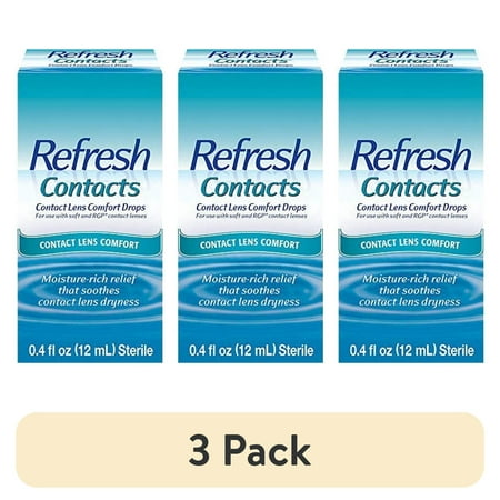 (3 pack) Refresh Contacts Contact Lens Comfort Drops, 0.4 fl oz (12mL) Sterile