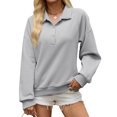 thumbnail image 2 of Golf Collar Sweatshirt For Women, Fleece Lined Long Sleeve Raglan Tops, Teen Fall Casual Basic Loose Fit Pullover Shirts S-XXL, 2 of 6