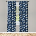 thumbnail image 2 of Ambesonne Marine 4-Panel Curtains, Nautical Wind Rose Anchor, 56"x95", Tan Night Blue, 2 of 4