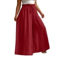 thumbnail image 2 of Pounoo Womens Palazzo Pants Elastic Waist Drawstring Wide Leg Flowy Pants Plain Womens Pants Loose Fit Vacation Wear Lightweight Womens Bottoms, 2 of 6