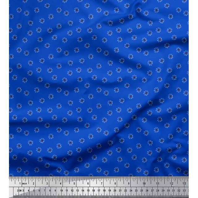 Soimoi polyester Crepe Fabric Cosmos Floral Print Fabric by Yard 42 Inch Wide