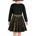 thumbnail image 3 of FKELYI Size 9-10 T Long Sleeve Dresses Casual Glitter Butterfly Children Swing Twirl Skater Dress for Girls Loose Yellow Round Neck Midi Sundress, 3 of 4