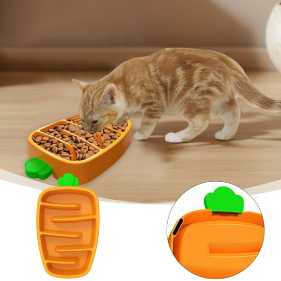 Bol pour Animaux en Forme de Carotte à Alimentation Lente Sans Motif, Gorgée, pour Chiots et Chats, Usage Intérieur Extérieur, Matériau Durable