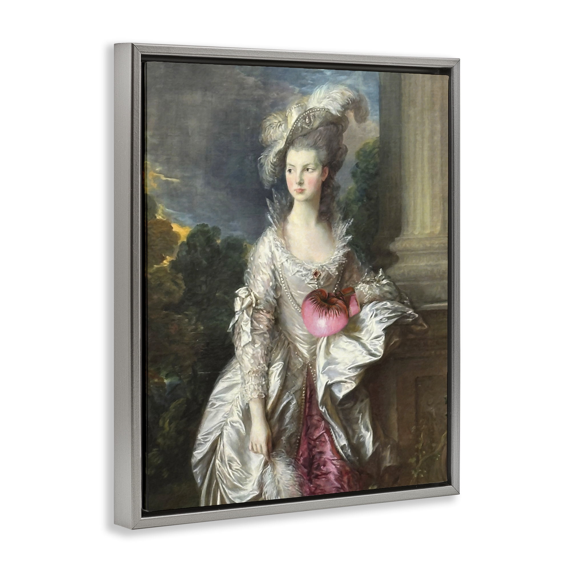 Stupell Industries Historical Lady with Boxing Glove Gray Framed Floater Canvas Wall Art, design by Grotto Studios
