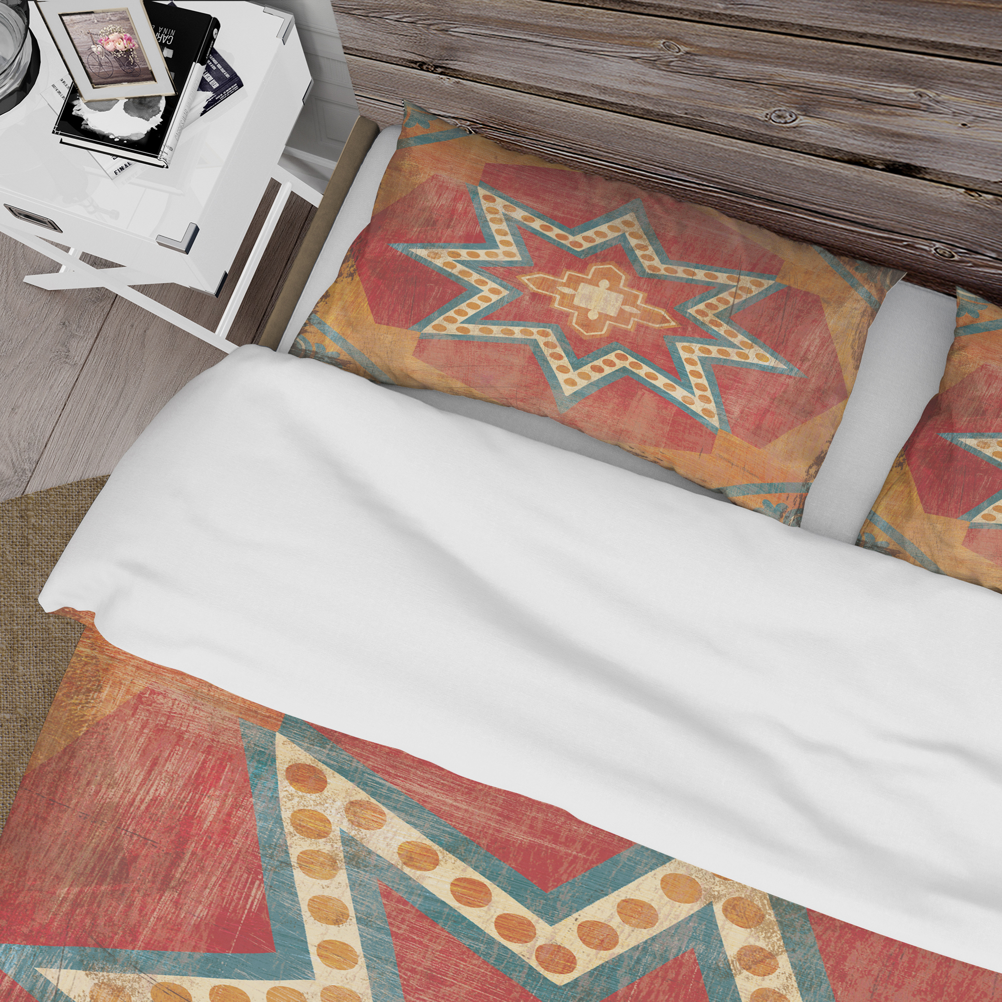 Designart 'Moroccan Orange Tiles Collage I' Cottage Duvet Cover Set