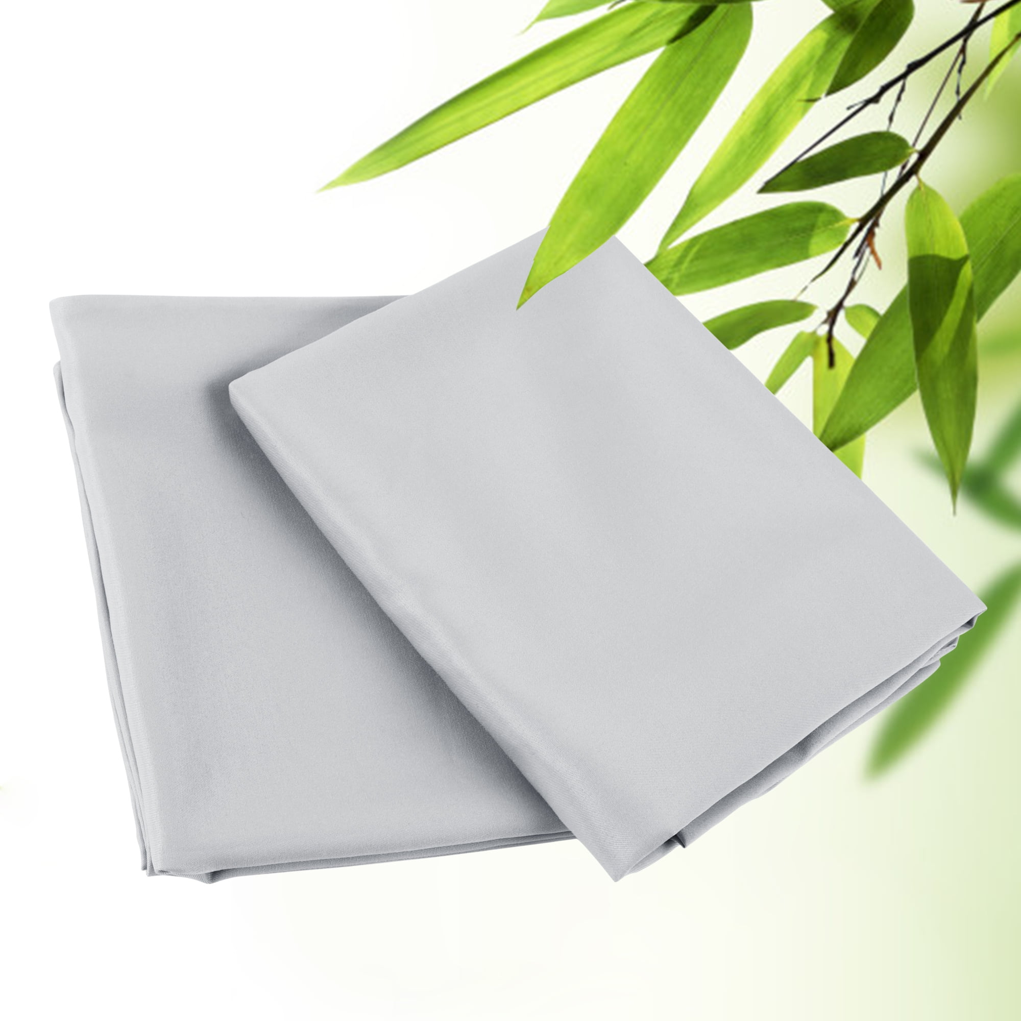 Unique Bargains 2Pc Breathable Zipper Closure Pillowcases Light Gray Standard