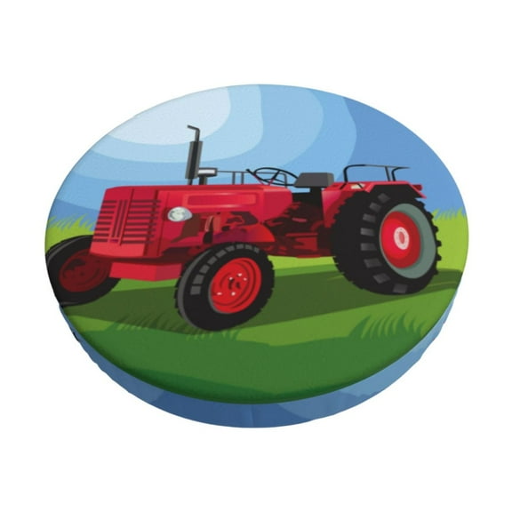 Rateoe Tractor on farming land Pattern Round Bar Stool Seat Covers,Washable Stool Cushion Slipcover Elastic Bar Chair Covers for 12-14 Inch Chair-12 inch