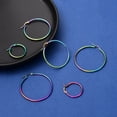 thumbnail image 4 of 1 Bag 3 Pairs 3 Size 304 Stainless Steel Huggie Hoop Earrings Rainbow Color Hypoallergenic Earrings for Women Rainbow Color 12 Gauge 24~46x2mm Pin: 0.7x1mm 1pair/style, 4 of 5