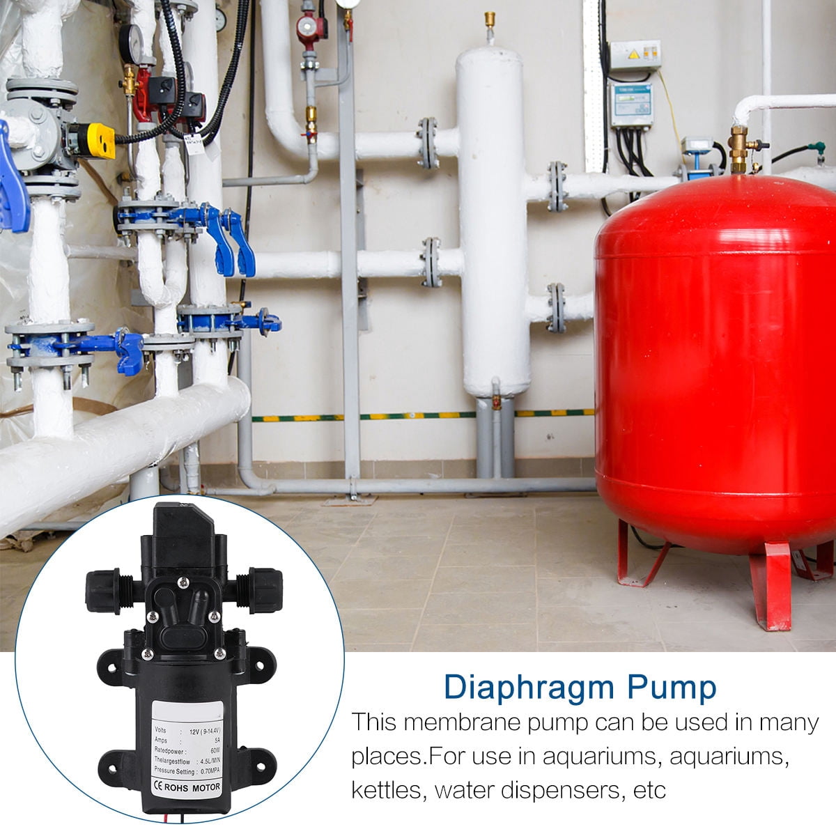 Tineasur 12V Compact Diaphragm Pump Black Sprayer Pump for Aquarium Water Change and Testing