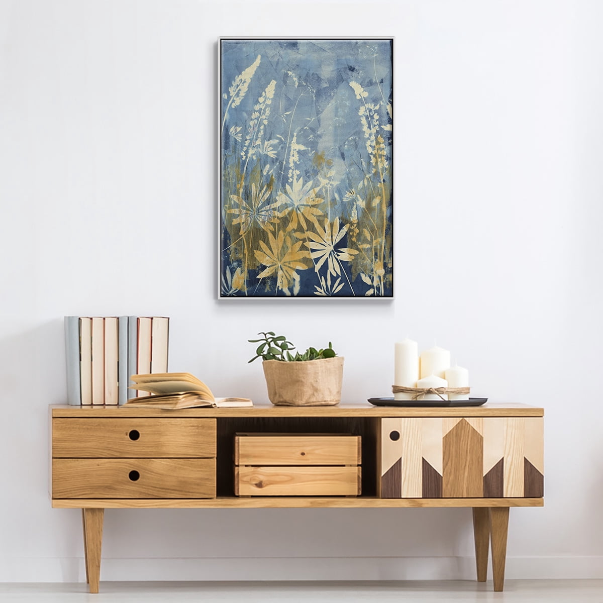 Wild Lupine Framed Premium Gallery Wrapped Canvas - Ready to Hang - 27 x 41 - White Floating Frame