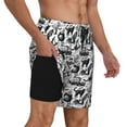 thumbnail image 3 of Fotbe Black White Halloween Men’s Swim Trunks Quick Dry Swim Shorts Board Shorts with Mesh Lining-Medium, 3 of 9