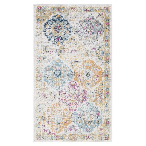 SAFAVIEH Madison Judith Distressed Area Rug, Cream/Multi, 2'3" x 4'