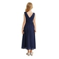 thumbnail image 2 of Yartina Kids Girls Chiffon Dress Ruched Junior Bridesmaid Dress A Line Swing Maxi Formal Pageant Prom Navy Blue 12, 2 of 7