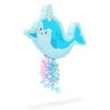 Small Narwhal Pull String Pinata, Under the Sea Party Decorations, 16.5 x 12.3"