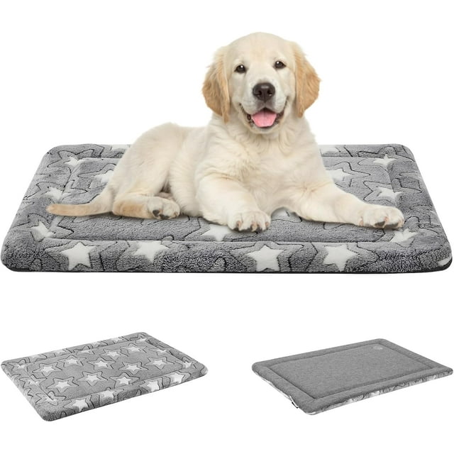Tapis de Lit pour Chien Réversible (Frais & Chaud) Lavable en Machine Tapis de Cage Tapis de Couchage pour Petits à Très Grands Chiens Motif Étoile Grise