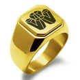thumbnail image 1 of Stainless Steel Letter V Initial 3D Cube Box Monogram Engraved Engraved Square Flat Top Biker Style Polished Signet Ring, 1 of 1