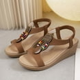 thumbnail image 4 of HAOTAGS Casual Walking Sandals for Ladies Slide Sandals Roman Platform Summer Wedge Sandals Brown Size 7.5, 4 of 5