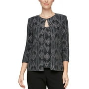 Alex Evenings Women's Jacquard Scoop Neck Tank Top & Jacket Black Size Medium