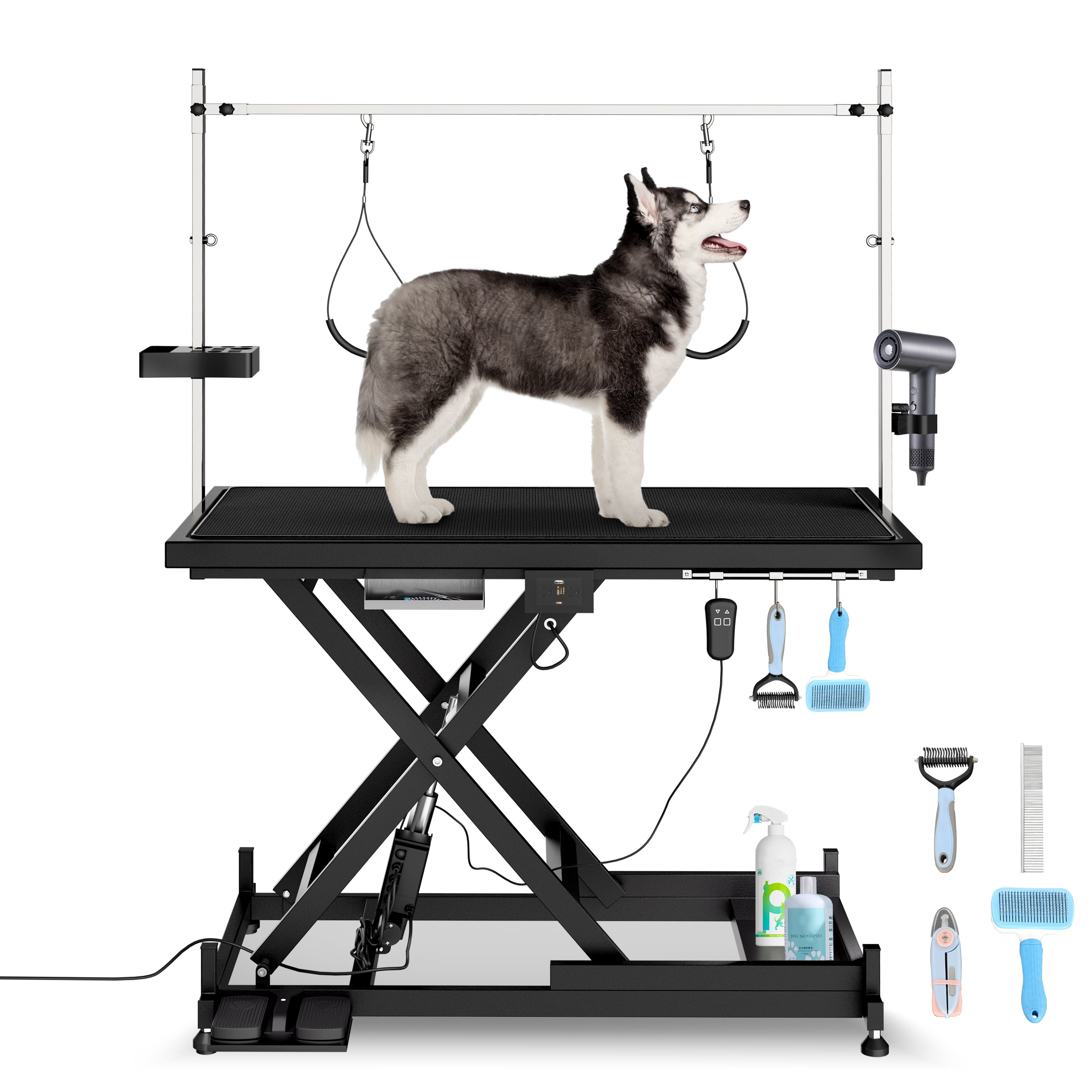 Update Electric Pet Grooming Table, 110v/220v Professional Groomer Recommend Super Deluxe Electric Pet Grooming Table, Height Adjust From 8 Up to 36inch