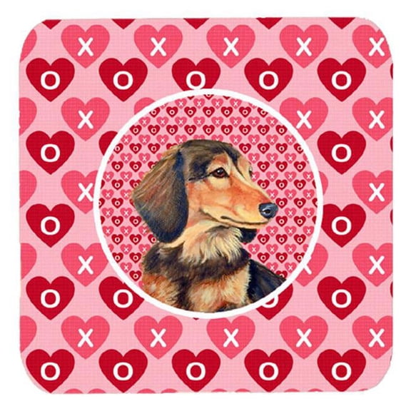 Carolines Treasures LH9166FC Dachshund Valentines Love and Hearts Foam Coasters- Set - 4