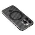 thumbnail image 2 of Dteck Metal Case for iPhone 15 Pro,Shockproof Stainless Steel Bumper Carbon fiber Back Cover Compatible with Mag Safe Case Ring Holder Stand Cover for iPhone 15 Pro,Black, 2 of 9