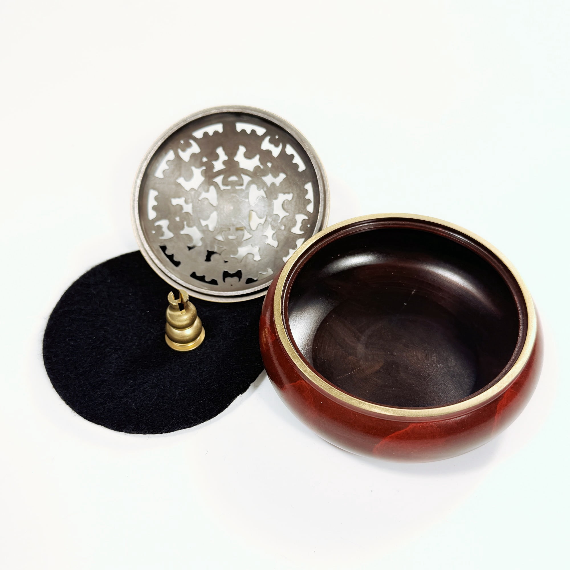 EngooBoly Brass Incense Burner with Holder and Fireproof Cotton, Red