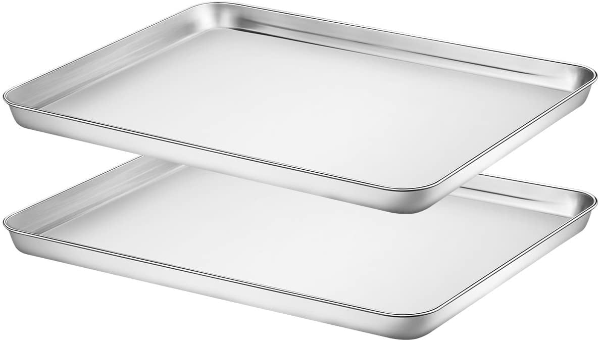 Baking Sheet Set of 2, 16 inch Commercial Grade Stainless Steel Baking Pan, Professional