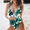 Green, variant on One Piece Floral Print Tankini&nbsp;Swimsuit Set,Wide Straps Open Back Bathing Suit Swimwear with Zip